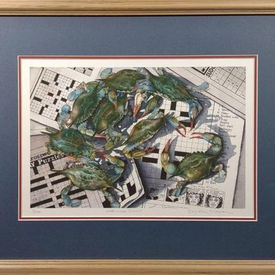 Mary Ellen Signed Numbered Crab-Word Puzzle Art