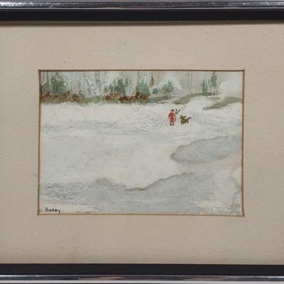 V. Burry Watercolor Painting in Frame