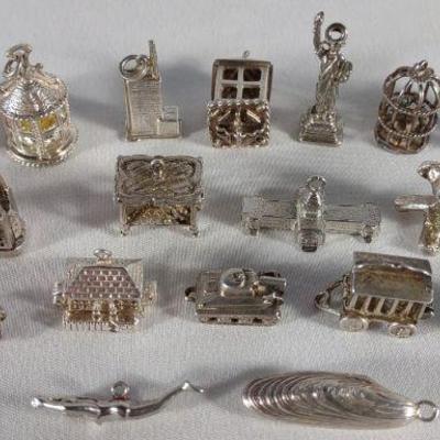 22 Vintage Sterling Silver Charm Pendants