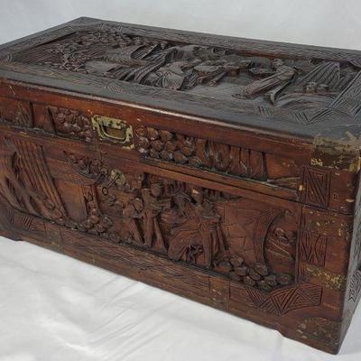 Chinese Carved Camphor Chest 29