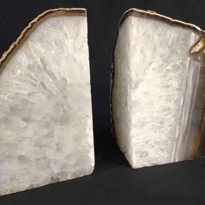 Agate Quartz Geode Polished Bookends