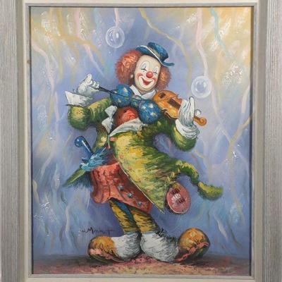 William Moninet Oil on Canvas of Clown
