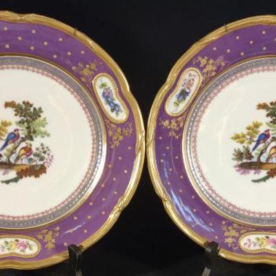 (2) Herend Antique Gold & Purple Decorated Plates