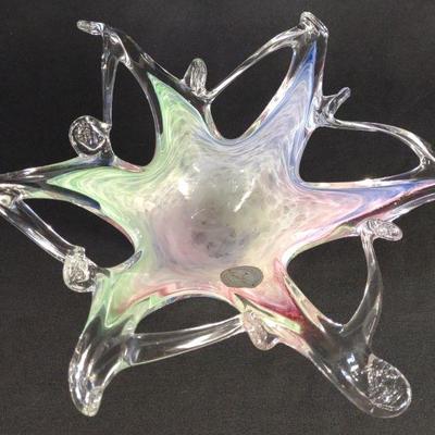 Murano Italy Glass Crystal Clear Star Bowl