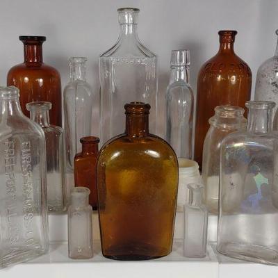 20 Vintage Glass Bottles & Soda Bottles
