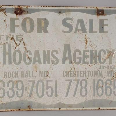 Vintage Hogans Agency Metal Real Estate Sign
