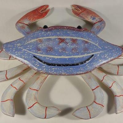 Wooden Painted Crab Wall Sculpture 32