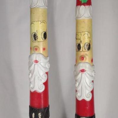 Pair of Pencil Santa Blow Mold Decorations