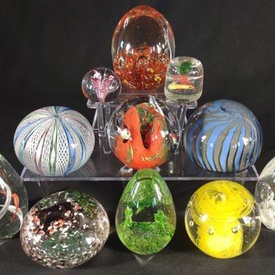 11 Abstract Glass Art Paperweights