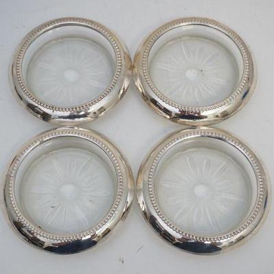 4 WALLACE STERLING RIM COASTERS
