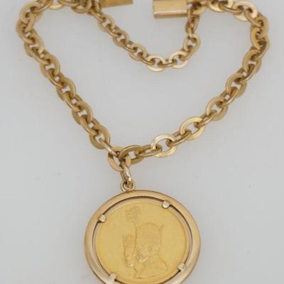 21K GOLD COIN CORONATION OF FARAH DIBA PAHLAVI BRACELET (32.75 G)