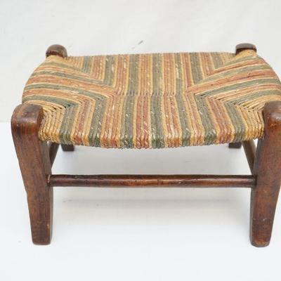 ANTIQUE FRENCH RUSH FOOTSTOOL