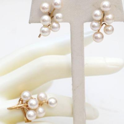 ESTATE 18KT GOLD EARRING & RING SET 17.9 GRAMS