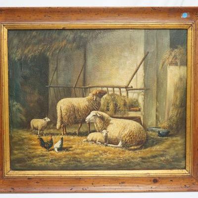 TREVOR JAMES OIL ON CANVAS SHEEP
