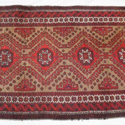 SEMI ANTIQUE HAND KNOTTED BALUCH RUG