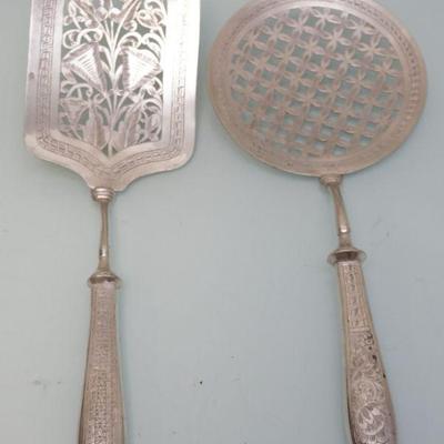 TWO PERSIAN SLVER .84 SERVING PIECES