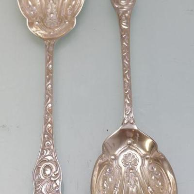 PAIR ANTIQUE ENGLISH STERLING BERRY SPOONS