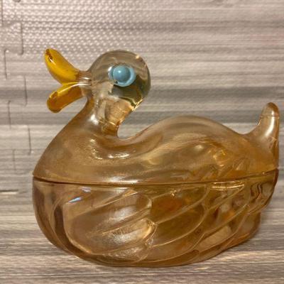 Vintage Marigold Glass Duck