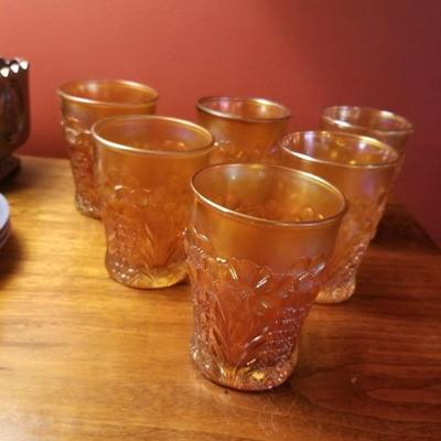 Carnival glass Cosmos tumblers/set of 6