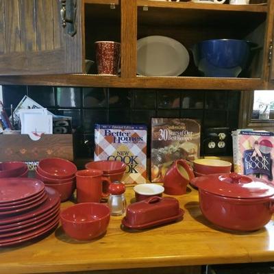 Assorted red dinnerware