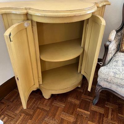 yellow and gray painted cabinet by Baker, perfect for a hallway or entrance