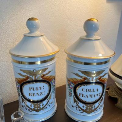 pair of antique pharmacy jars