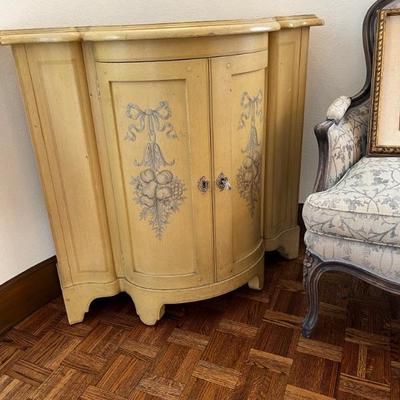 yellow and gray painted cabinet by Baker, perfect for a hallway or entrance