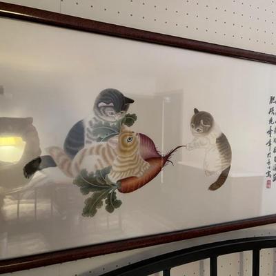 Chinese embroidered pictures, kittens and pandas