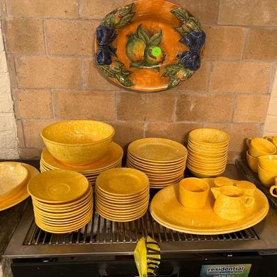 Caughley yellow English stoneware for Tiffany and Co--10 place settings