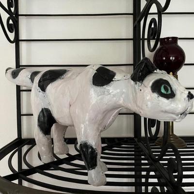painted metal cat sculpture signed Mitchell