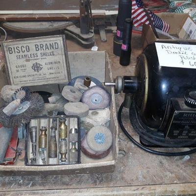Antique dental grinder/polisher with bits 