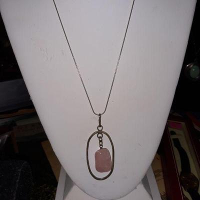 Sterling silver and pink quartz necklace 