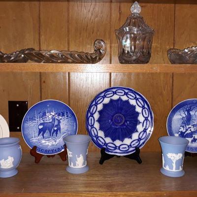 Wedgwood and blue and white plates