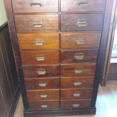 Antique industrial wood cabinet from dentist office 