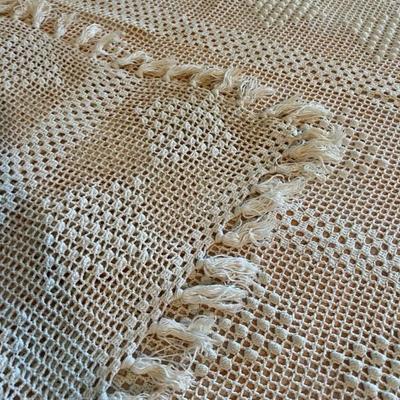 Crocheted BOHO bedspread topper w/fringe $90
