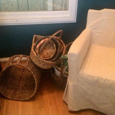 Baskets slip covered chair