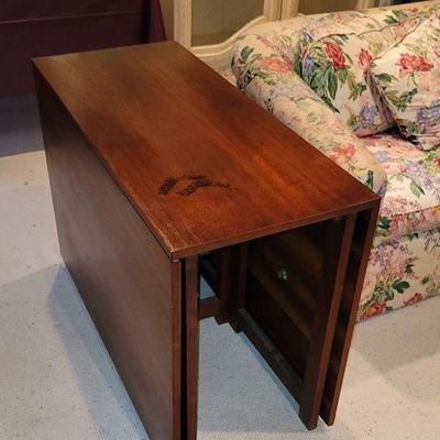 Mid-Century Drop Leaf Sofa Table - Expands to Spare Dining Table, Stain on Top