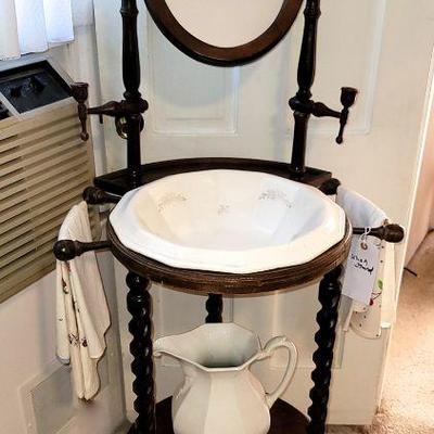 Wash Stand with Pitcher and Bowl