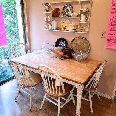 Butcher Block Table and Windsor Type Chairs - Sold Separately