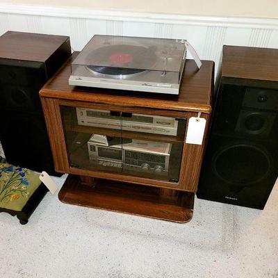 Vintage Technics Stereo System - Components include Turntable and Cassette which need belts, Tuner- Receiver (Works Great), and Speakers....