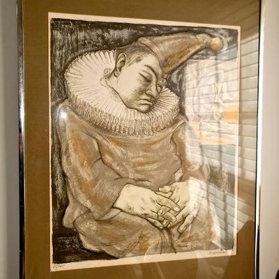 Artemio Sepulveda b. 1937 Mexico/US Listed Signed and Numbered Print "Sad Clown"