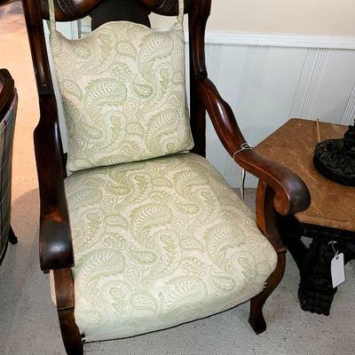 Antique Empire Arm Chair - Newer Paisley Upholstery