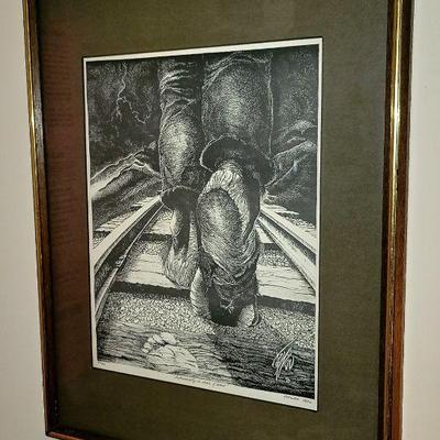 Jim Kirwan 20th Listed and Known OK/CA Signed Print "Individuality in Shoes of Blood"