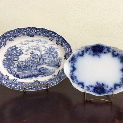 Flow Blue and Transferware platters