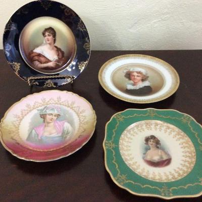 Antique hand painted portrait plates