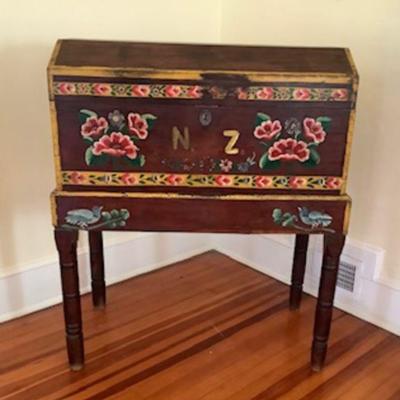 PA Dutch hand painted wedding chest with initials