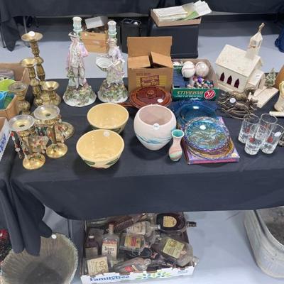 Watt Bowls, Brass Candlesticks, Antique Porcelain Candle Holders, Antique Bottles