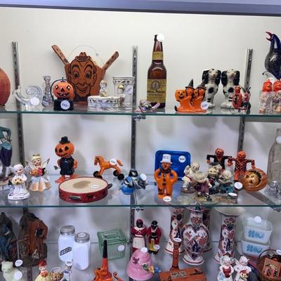 A whole Cabinet full of Great Halloween and Kitschy Smalls