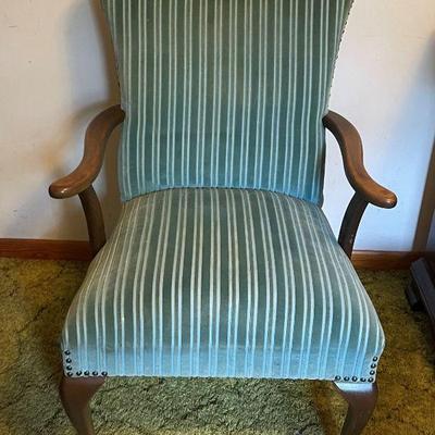 Blue velvet side chair