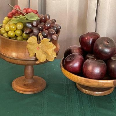 Wooden Pedestal  Bowl - Footed Bowl with fruit